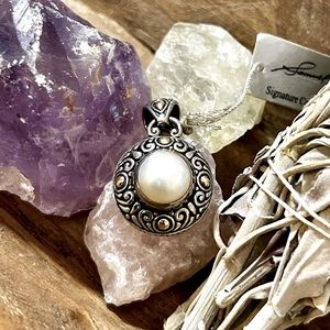 Samuel B mabe pearl pendant, sterling and 18kt